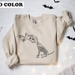 Funny Dog Skeleton Halloween Sweatshirt Dog Mom Spooky Season Pullover Gift 05